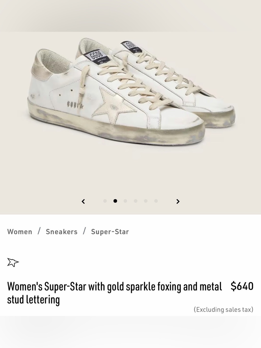 Golden Goose Super-Star Sneakers in White and Gold Metallic